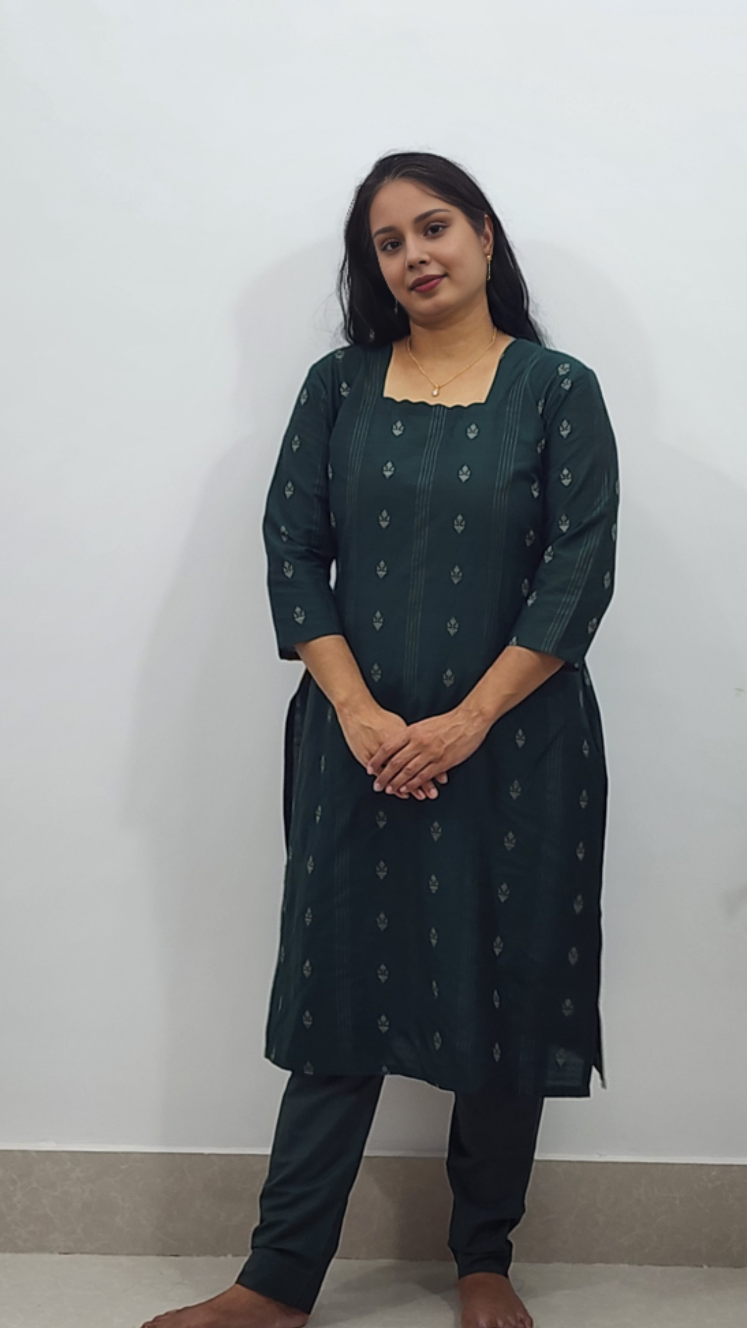 Green Cotton Dress Set