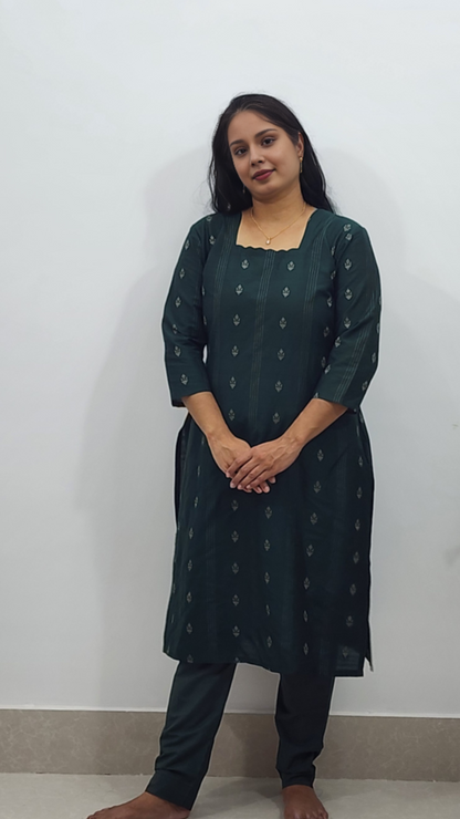 Green Cotton Dress Set