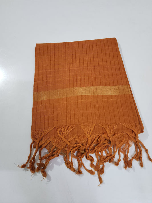 Handloom Cotton brick red checks Dupatta