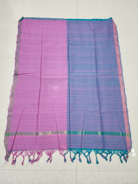 Handloom Cotton Pink Blue Dupatta