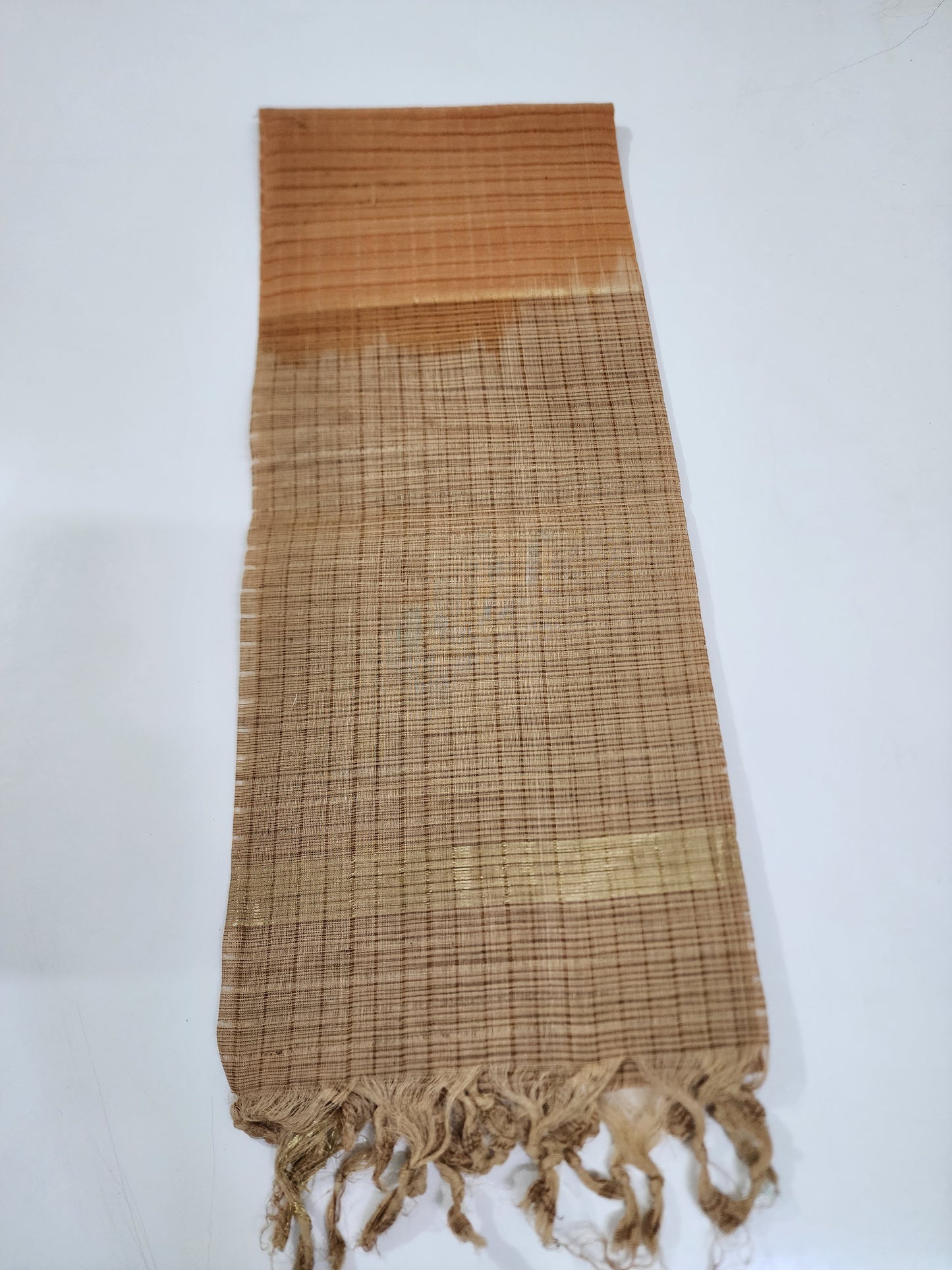 Handloom Cotton beige chocolate Dupatta