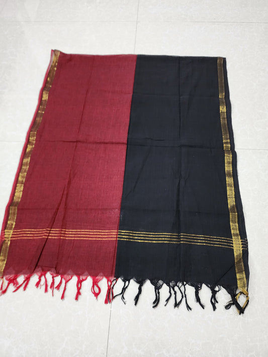 Handloom Cotton red Black Dupatta