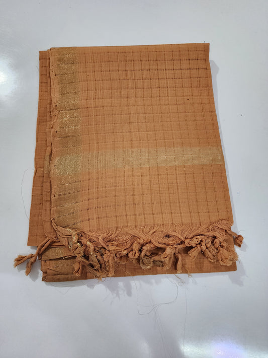 Handloom Cotton Brown Checks Dupatta