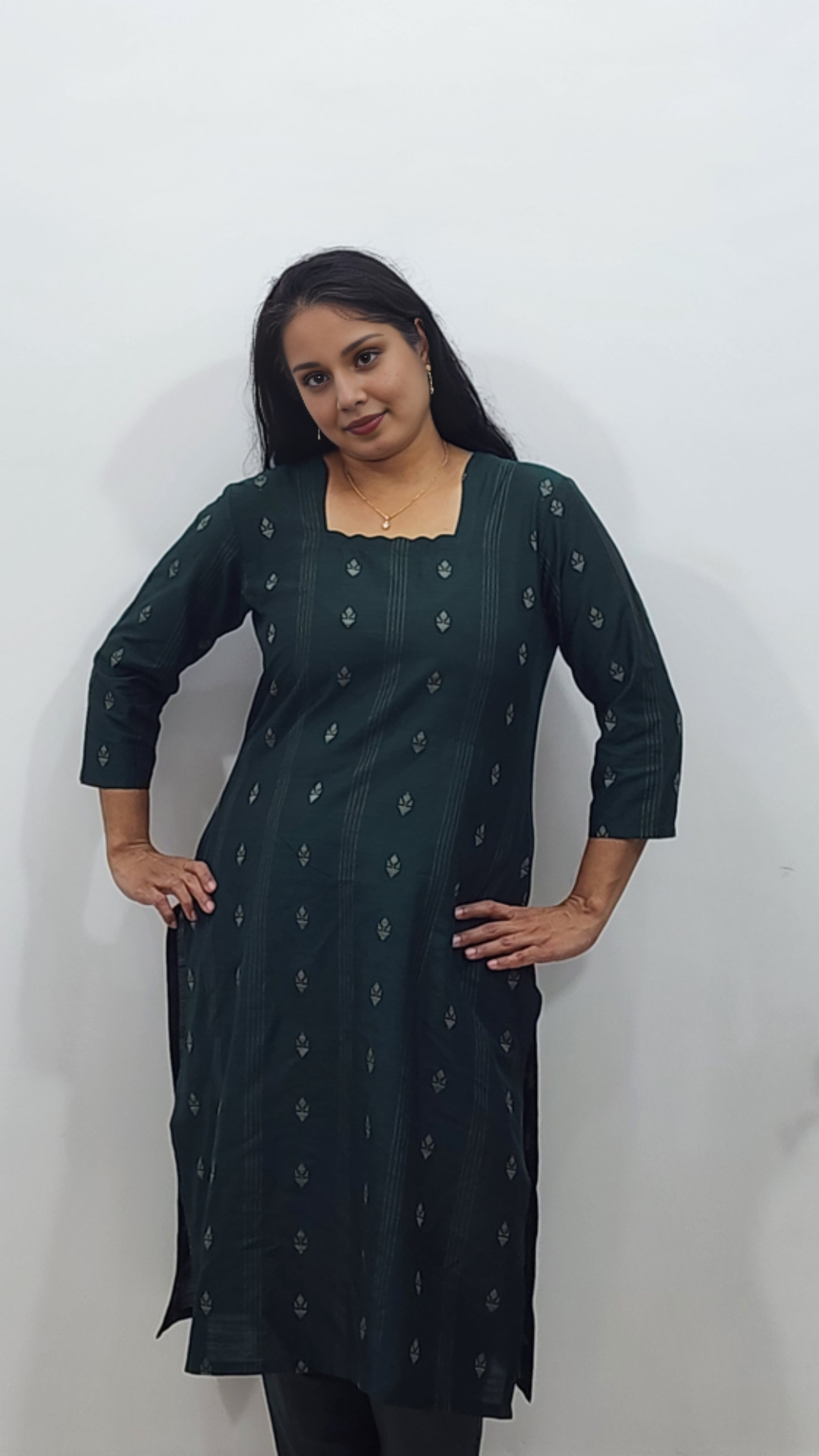 Green Cotton Dress Set