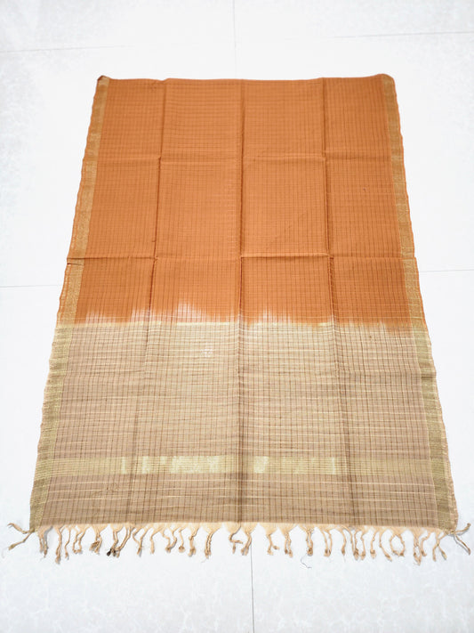 Handloom Cotton Beige and Brown Dupatta