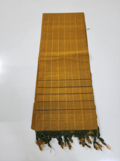Handloom Cotton gold checks Dupatta