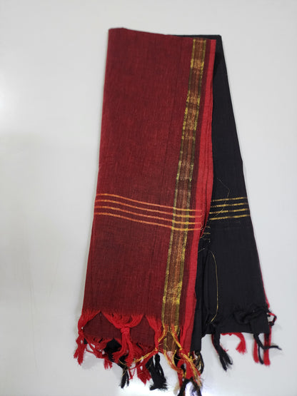 Handloom Cotton red Black Dupatta