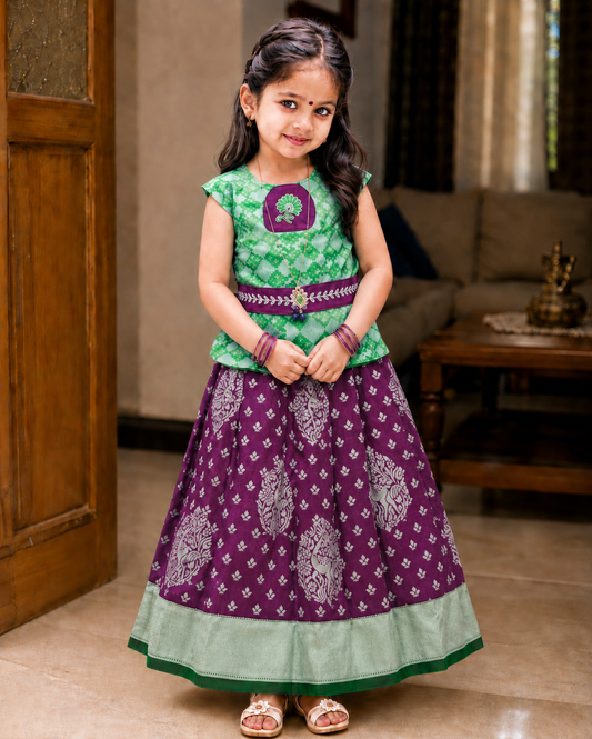 Banaras Grape Green Lehenga Set