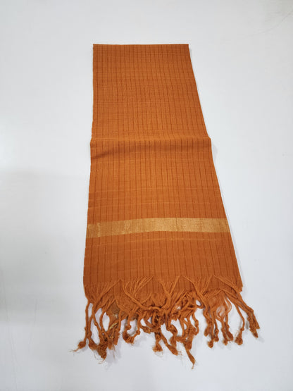 Handloom Cotton brick red checks Dupatta