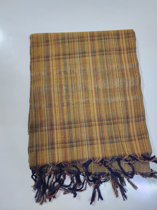 Handloom Cotton Beige and Blue Dupatta
