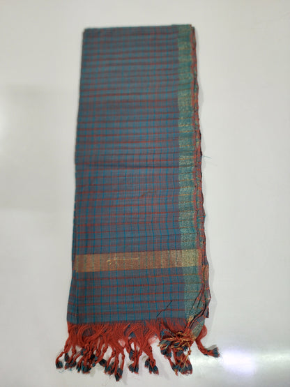 Handloom Cotton Blue Peach Dupatta
