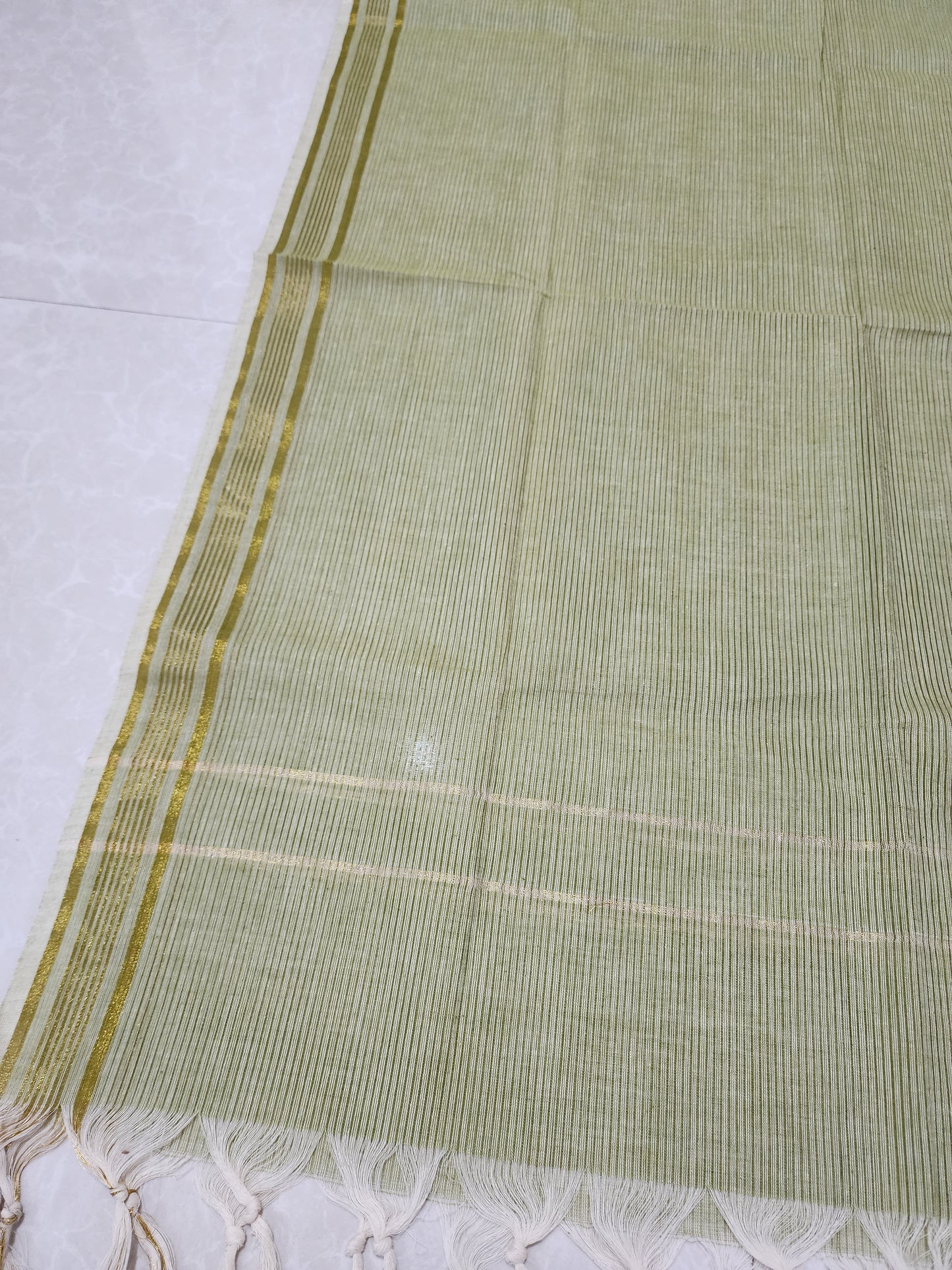 Handloom Cotton pista Green Dupatta