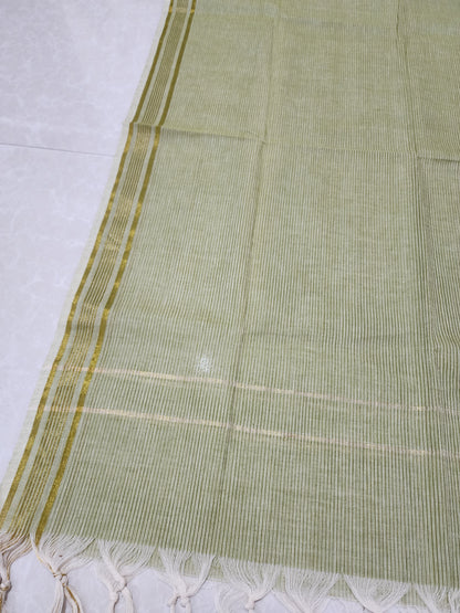 Handloom Cotton pista Green Dupatta