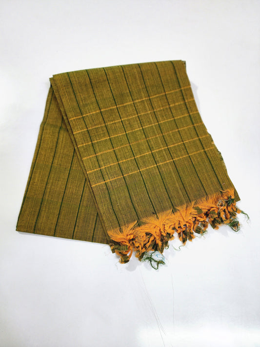 Handloom Cotton Green Checks Dupatta