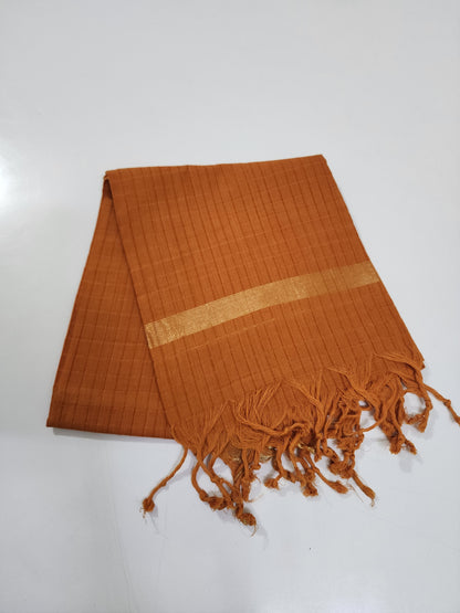 Handloom Cotton brick red checks Dupatta