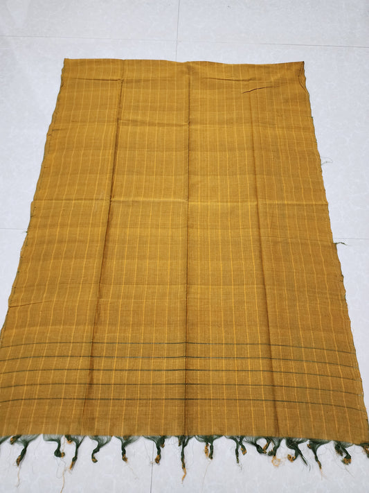 Handloom Cotton gold checks Dupatta
