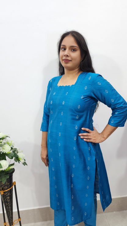 Sky Blue Cotton Dress Set