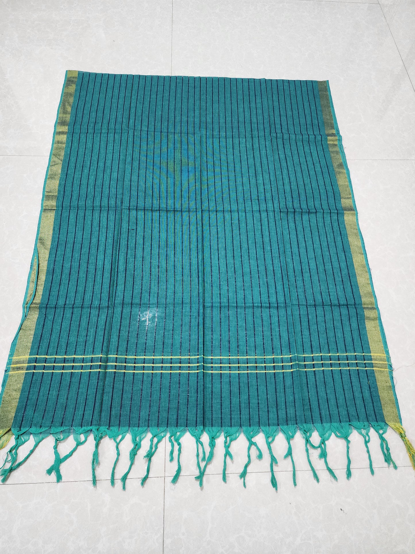 Handloom Cotton Turquoise Blue Dupatta