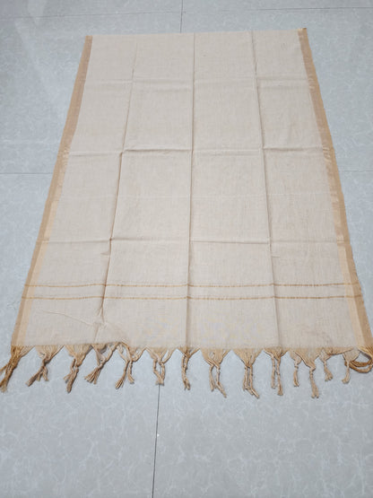 Handloom Cotton half white Dupatta