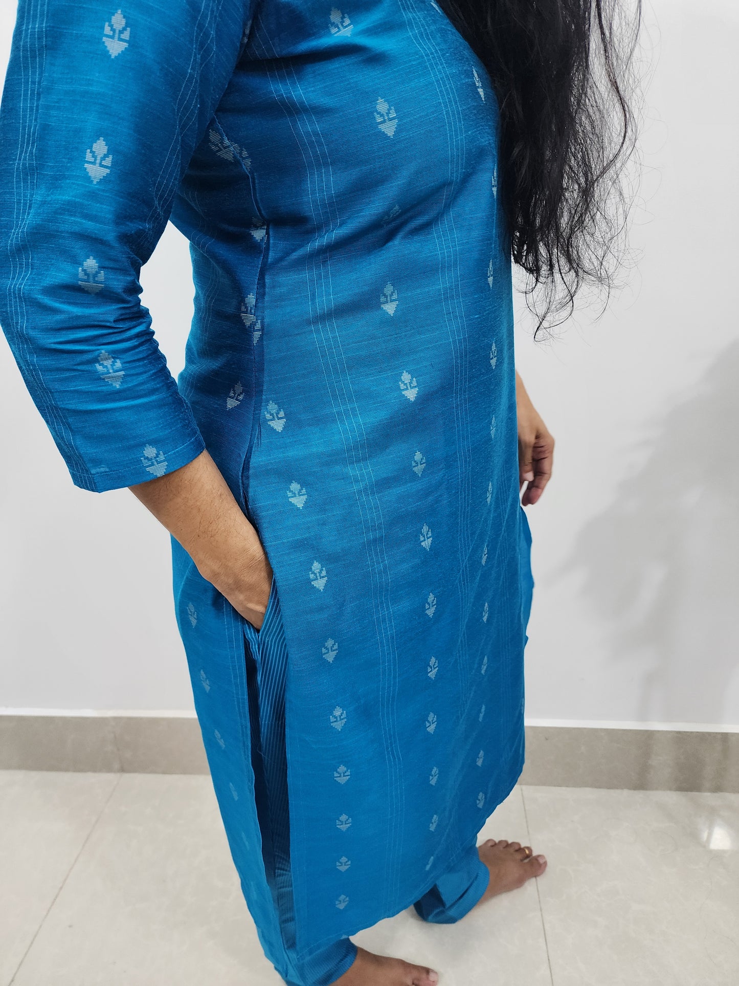 Sky Blue Cotton Dress Set