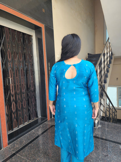 Sky Blue Cotton Dress Set