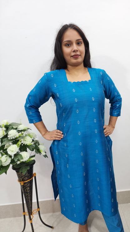 Sky Blue Cotton Dress Set